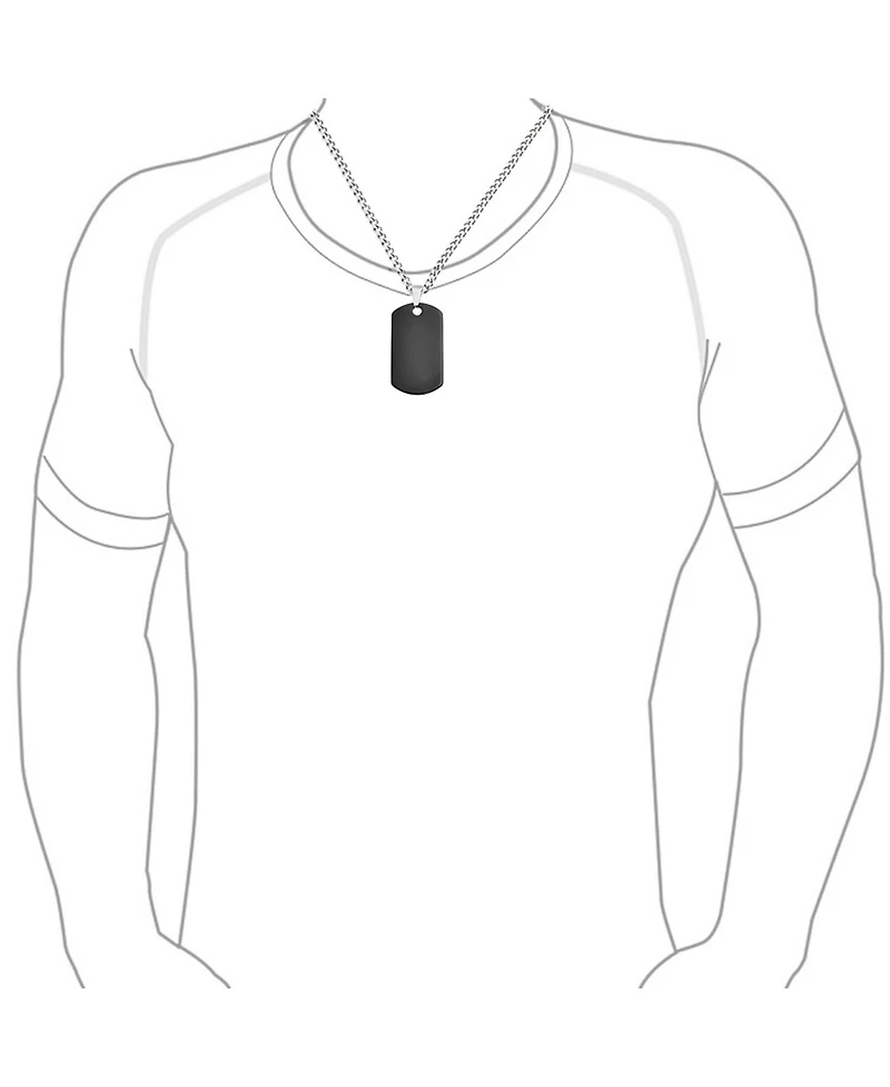 Bling Jewelry Men's Dog Tag Pendant Necklace Plain Blank Stainless Steel 24 Inch Chain