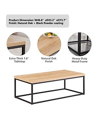 Streamdale Furniture 47-Inch Industrial Coffee Table, Wood and Metal