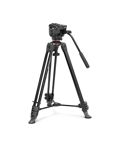 Manfrotto 500X Fluid Video Head with 3-Section Aluminum Telescopic Twin Leg Video Tripod
