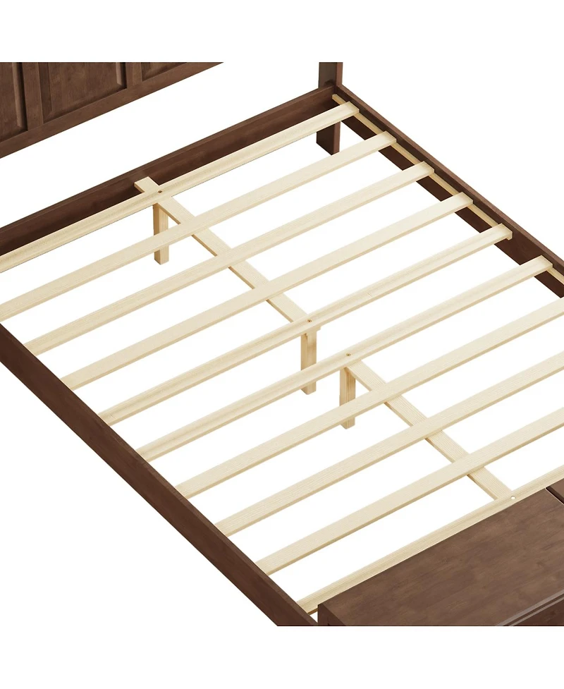 Streamdale Furniture Sleigh Bed Frame with Tall Headboard and 64" Storage Bench