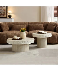 Streamdale Furniture Set of 2 Faux Mars Textural Pattern Coffee Tables, No Assembly Required