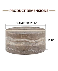 Streamdale Furniture Round Mdf Coffee Table with Cave Stone Pattern, 23.6" x 11.8