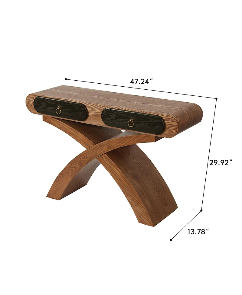 Streamdale Furniture Ashwood Veneered Cross-Leg Console Table with Two Drawers