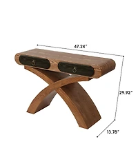 Streamdale Furniture Ashwood Veneered Cross-Leg Console Table with Two Drawers
