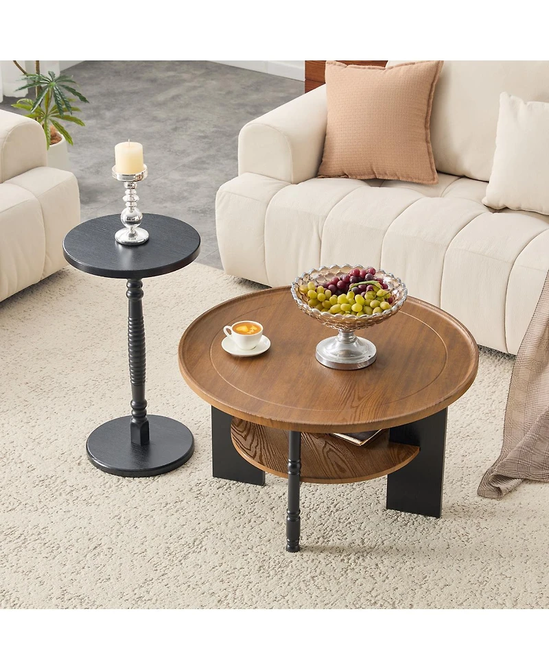 Streamdale Furniture 2-Piece Round Coffee Table and Side Table Set with Storage