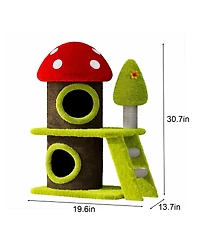Streamdale Furniture 30.7" Mushroom-Themed Cat Tree with Sisal Scratching Posts