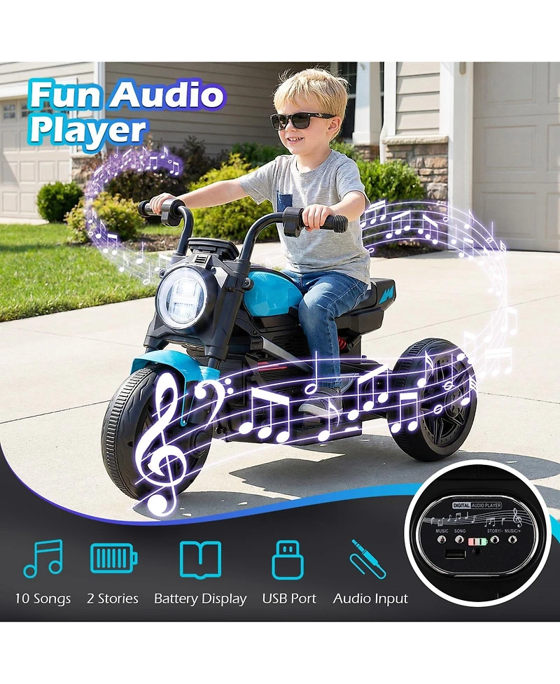 Slickblue Kids 6V Battery Powered Motorcycle with Led Headlight and Music