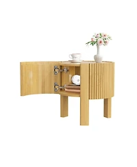Streamdale Furniture Round Fluted Side Table with Storage, Solid Wood, 19.6