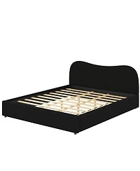Streamdale Furniture Upholstered Platform Bed with Wooden Slats