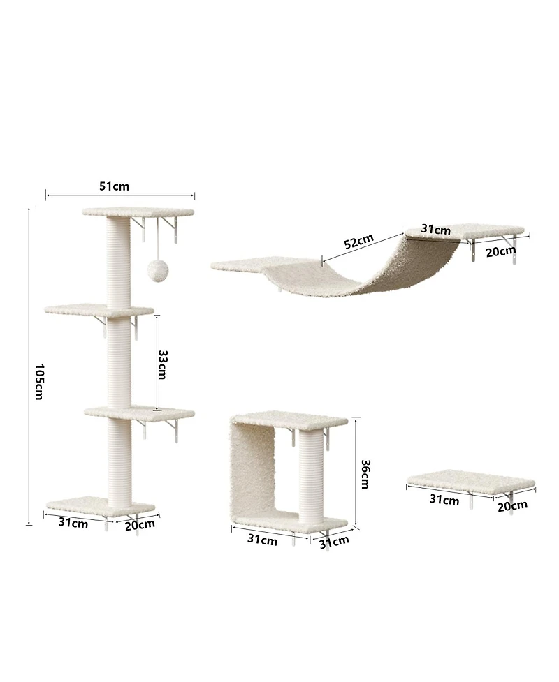 Streamdale Furniture Modern Wall-Mounted Cat Furniture - 4 pieces