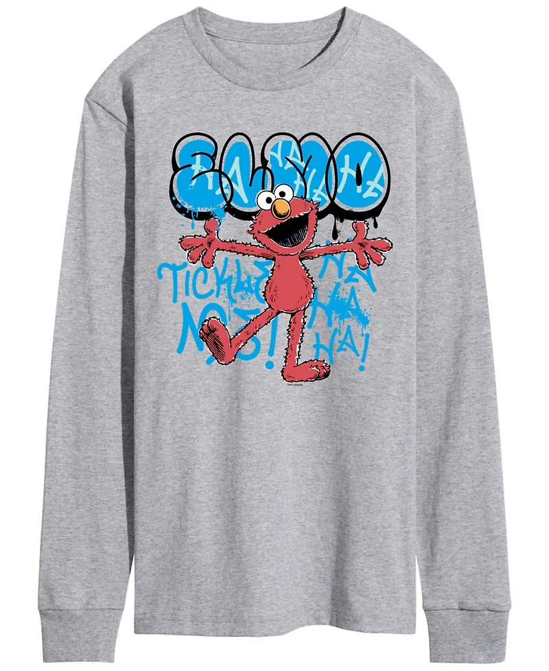 Airwaves Men's Sesame Street Streetwear Elmo Long-Sleeve Graphic T-Shirt