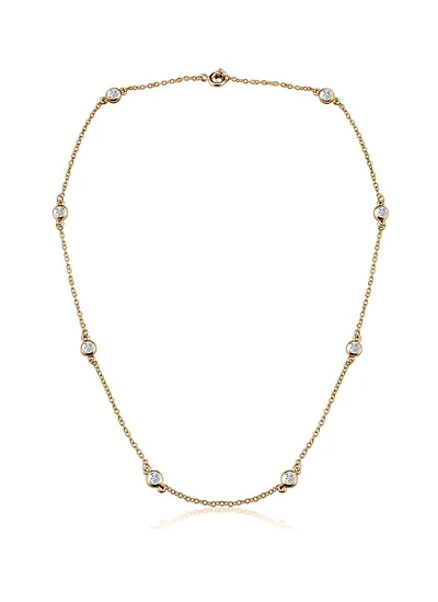 Genevive Classic 14K Gold Plated Cubic Zirconia Station Necklace