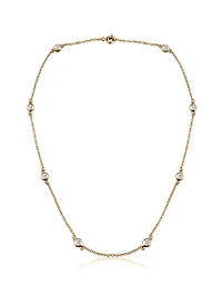 Genevive Classic 14K Gold Plated Cubic Zirconia Station Necklace
