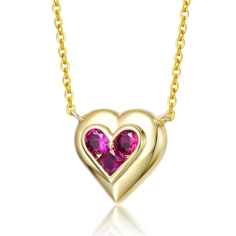 Rachel Glauber Dainty 14K Gold Plated Cz Petite Heart Pendant Necklace