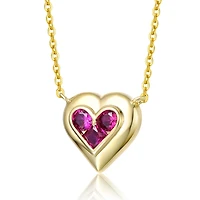 Rachel Glauber Dainty 14K Gold Plated Cz Petite Heart Pendant Necklace