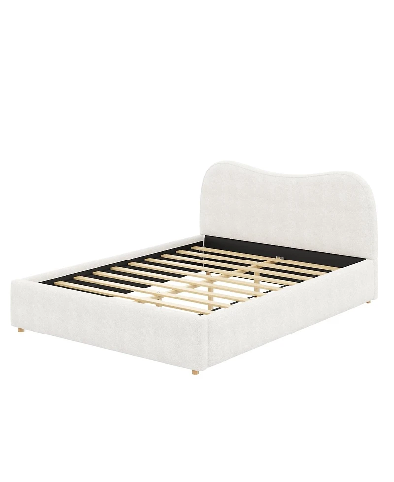 Streamdale Furniture Upholstered Platform Bed with Wooden Slats