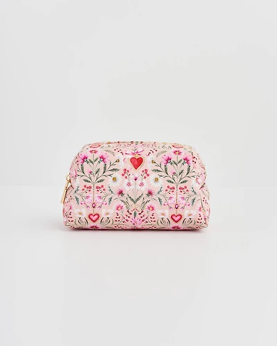 Fable England Women's Floral Heart Cosmetic Pouch