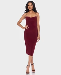 B Darlin Juniors Cowl Neck Ity Midi Dress with Bungee Cord Straps