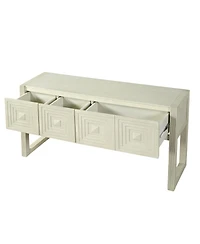 Streamdale Furniture Geometric Carved 3-Drawer Console Table with Fluted Legs