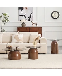 Streamdale Furniture 3-Piece Nesting Coffee Table Set with Glass Top