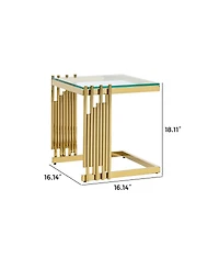 Streamdale Furniture 2-Piece Gold Tempered Glass Coffee Table Set with Stainless Steel Frame