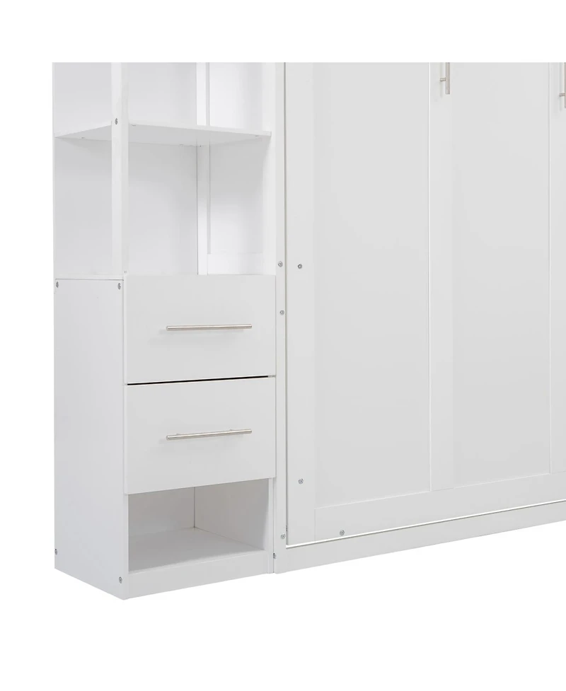 Streamdale Furniture Murphy Bed Wall Bed with Shelves, Drawers and Led Lights