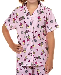 Wicked Big Girls Pajamas Glinda Chibi Crown Butterfly 2Pieces Coat Front Pajama Pant Set