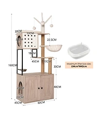 Streamdale Furniture Modern Cat Tree with Litter Box Enclosure and Scratching Posts