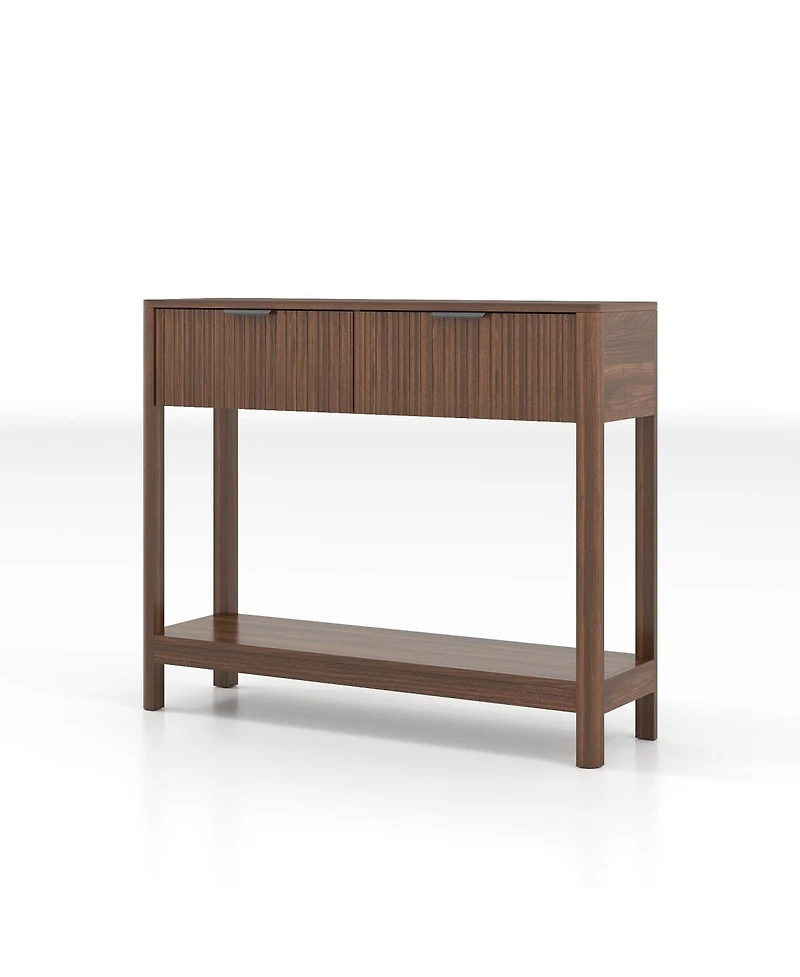 Streamdale Furniture Mid-Century Modern Fluted 2-Drawer Console Table