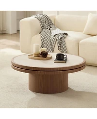 Streamdale Furniture 35.43" Sintered Stone Coffee Table with Mdf Pedestal Base
