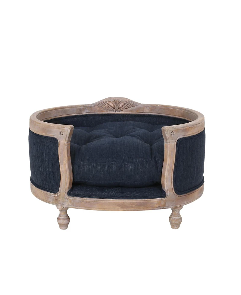 Streamdale Furniture Tufted Diamond-Stitch Fabric Pet Bed with Birch Wood Frame