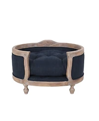 Streamdale Furniture Tufted Diamond-Stitch Fabric Pet Bed with Birch Wood Frame