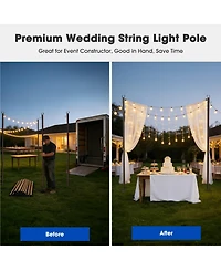 Yescom 10' String Light Poles for Outside Event Temporary Parking Lot, 8pcs Aluminum Forked Outdoor Light Post with Hook