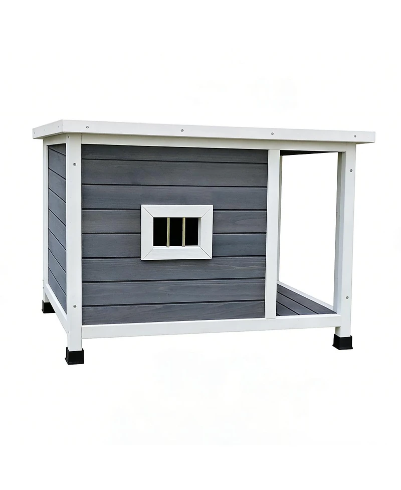 Streamdale Furniture Outdoor Cat House with Waterproof Roof and Sturdy Metal Support