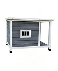 Streamdale Furniture Outdoor Cat House with Waterproof Roof and Sturdy Metal Support