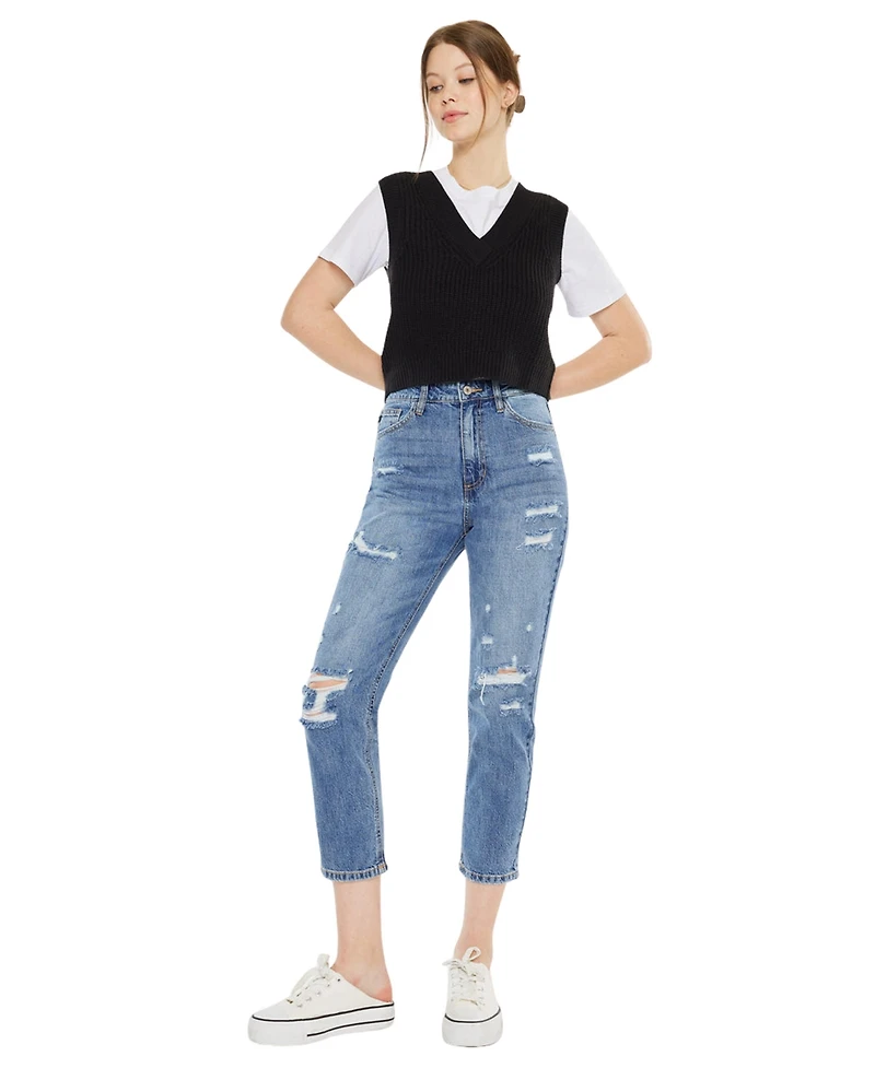 KanCan Women's Bobbie Ultra High Rise Straight Jeans
