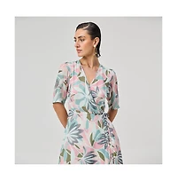 Reistor Women's Floral Print A-Line Wrap Maxi Dress