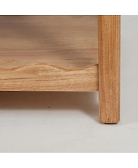 Streamdale Furniture Modern 2-Tier Rectangular Coffee Table with Storage Shelf and Rubberwood Legs
