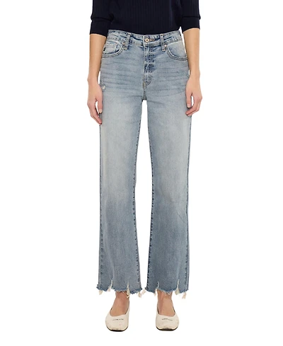 KanCan Women's High Rise Slim Wide Leg Jeans