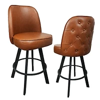 Streamdale Furniture Set of 2 Commercial Grade Swivel Bar Stools with Upholstered Tufted Seats