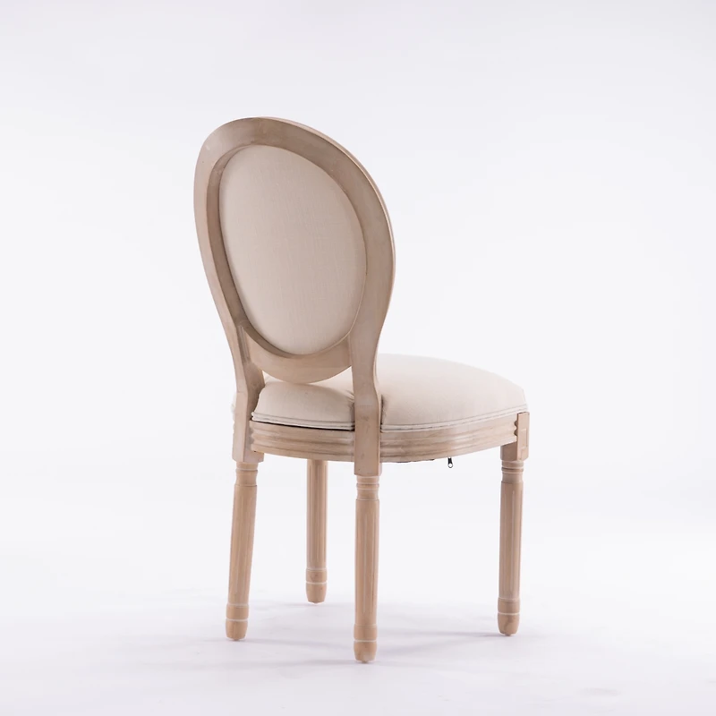 Streamdale Furniture French Style Linen Oval Back Dining Chairs, Set of 2
