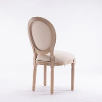 Streamdale Furniture French Style Linen Oval Back Dining Chairs, Set of 2
