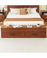 Streamdale Furniture Bed with 3D Geometric Headboard, 4-Drawer Storage and Bench