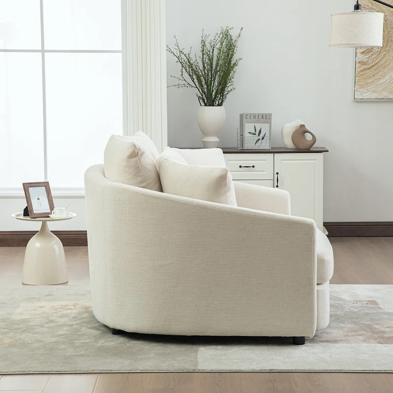 Streamdale Furniture 56.3'' Wide Upholstered Round Cuddle Chaise with Pillows