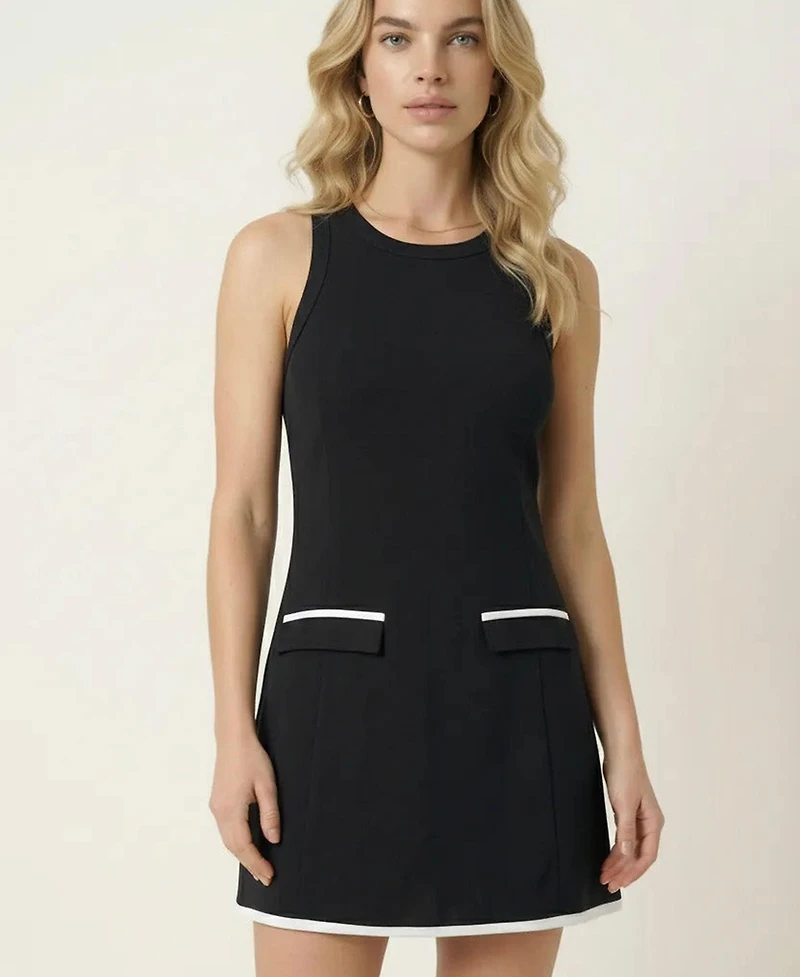 Modenaire Women's Sleeveless Contrast-Trim Tailored Dress