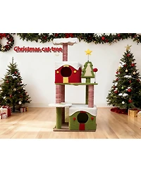 Streamdale Furniture 54-Inch Multi-Level Cat Tree Tower with Dual Condos and Scratching Posts