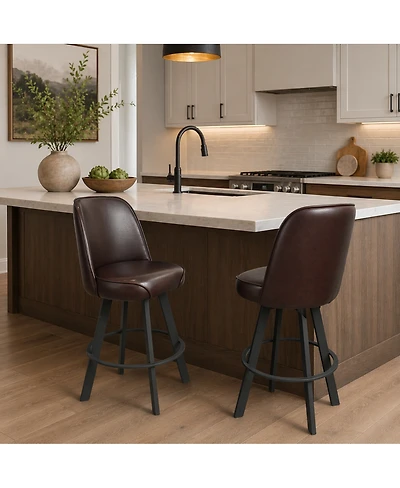 Streamdale Furniture Set of 2 Commercial-Grade Upholstered Swivel Bar Stools