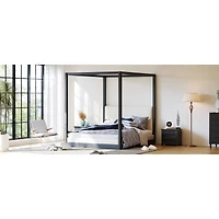 Streamdale Furniture Canopy Platform Bed with Upholstered Headboard