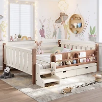 Streamdale Furniture Floor Bed with Storage Bookcases, Drawers, and Stairs