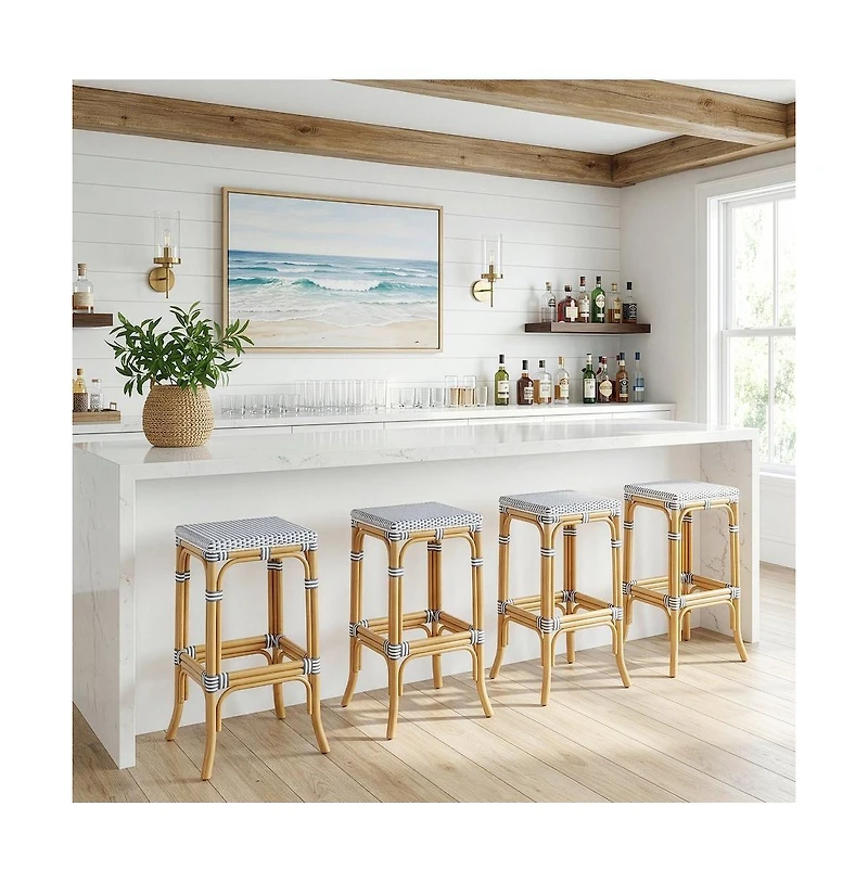 Butler Specialty Laguna 30.5 in. Seat Height Rectangular Rattan Backless Bar Stool